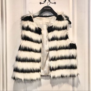 Black & white faux fur vest